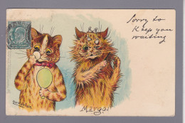 Delcampe - CPA WAIN Louis Chat Cat Position Humaine Circulée - Wain, Louis