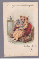 Delcampe - CPA WAIN Louis Chat Cat Position Humaine Circulée - Wain, Louis