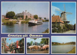 Delcampe - Nederland Ommen Collage Stadsgezicht Molen Vaartuig Afgestempeld #SCE799 - Ommen