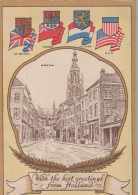 Delcampe - Nederland Breda Stadsgezicht Grote Kerk Vlaggen Unposted #SCE653 - Breda
