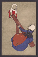 Delcampe - Vintage Postcard, Art, Austria, Max Munk, Mother With Child On A Seesaw - Sonstige & Ohne Zuordnung