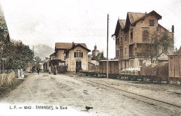 Delcampe - DEPT 74 TANINGES LA GARE    TRÈS  BELLE ANIMATION 9X14 REIMPRESSION DE CARTES ANCIENNES - Taninges