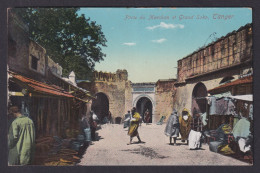 Delcampe - Vintage Postcard Morocco Tanger Porte Du Marchan Grand Soko Market Scene 1910s - Tanger
