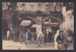 Delcampe - Vintage Postcard Morocco Tanger Les Deux Portes City Walls Ethnic People 1905 - Tanger