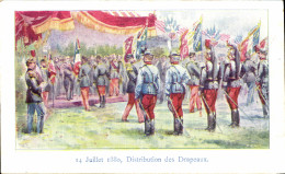 Delcampe - CPA Distribution Des Drapeaux 14 Juillet 1880 Militaria - Heimat