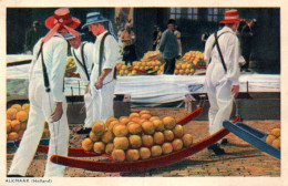 Delcampe - (RECTO / VERSO) ALKMAAR EN 1948 - PORTEURS DE FROMAGE (KAASDRAGERS) - BEAU TIMBRE ET CACHET - CPA COULEUR - Alkmaar