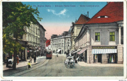Delcampe - ROMANIA SIBIU (HERMMANSTADT) - REGINA MARIA STREET, TRAM, OX DRAWN CARRIAGE, PEOPLE, TERRACES, BUILDINGS, ARCHITECTURE - Rumänien