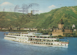 Delcampe - Deutschland Kaub Rheinland Pfalz Flussdampfer Burg Gutenfels Verschickt #SCF579 - Kaub