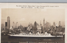 Delcampe - USA New York RMS Queen Mary Ship Skyline Architecture Unposted #SCF460 - Manhattan