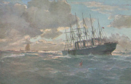 Delcampe - Nederland Assen Drenthe Groot Zeilschip Op Stormachtige Zee Unposted #SCF416 - Assen
