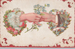 Delcampe - Belgique Carte Sentimentale Vintage Mains Jointes Fleurs #SCF294 - Autres & Non Classés
