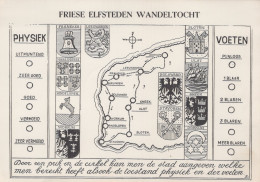 Delcampe - Nederland Leeuwarden Kaart Elfsteden Wandeltocht Wapenschilden Unposted #SCF208 - Leeuwarden