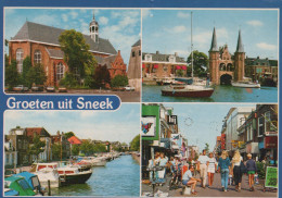 Delcampe - Nederland Sneek Stadsgezicht Grachten Waterpoort Martinikerk #SCF165 - Sneek