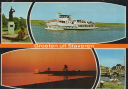 Delcampe - Nederland Stavoren Panoramisch Vrouwtje Schip Zonsondergang Haven #SCF147 - Stavoren