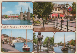 Delcampe - Nederland Sneek Waterpoort Grachten Boten Stadsgezichten Standbeeld #SCF151 - Sneek