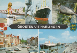 Delcampe - Nederland Harlingen Panoramisch Stadsgezicht Haven Schepen Afgestempeld #SCF139 - Harlingen