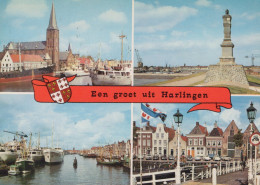 Delcampe - Nederland Harlingen Collage Van Haven Kerk Monument Grachtenpanden #SCF128 - Harlingen