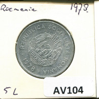 Delcampe - 5 LEI 1978 ROMANIA Coin #AV104 - Roumanie