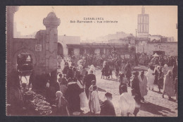 Delcampe - Vintage Postcard Morocco Casablanca Bab Marrakech Gate Market Scene - Casablanca