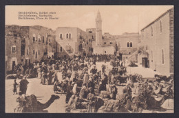 Delcampe - Vintage Postcard Palestine Ethlehem Market Place Camels Scene Vester 1900s - Palästina