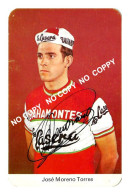Delcampe - CARTE CYCLISME JOSE MORENO SIGNEE TEAM LA CASERA - BAHAMONTES 1971 ( COUPE FORMAT 7 X 10,7 ) - Radsport