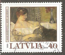 Delcampe - Latvia: Single Used Stamp. Latvian Painters - Rozentals. 2005. Mi#636 - Moderne