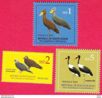 Delcampe - SOUTH SUDAN 2012 1, 2 And 5 SSP Stamps. Storks, Vultures, BIRDS ! Oiseaux = SOUDAN Du Sud = Südsudan - Sud-Soudan
