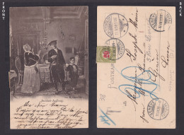 Delcampe - Vintage Postcard Jewish Life Shabbat Morning Oppenheim Artist 1899 Geneve Post - Judaísmo