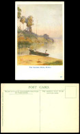 Delcampe - Burma Old Colour Postcard THE SALWEEN RIVER Scene Boat F.M. Muriel Artist Signed - Myanmar (Burma)