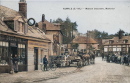 Delcampe - DEPT 76 AUMALE MAISON DECOSTRE MARBRIER TRÉS BELLE ANIMATION 9X14 REIMPRESSION DE CARTES ANCIENNES - Aumale