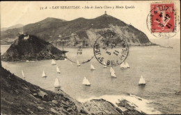 Delcampe - CPA Donostia San Sebastian Baskenland, Isla De Santa Clara Y Monte Igueldo - Sonstige & Ohne Zuordnung