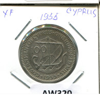 Delcampe - 100 CENTS 1955 CHYPRE CYPRUS Pièce #AW320 - Chipre