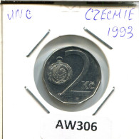 Delcampe - 2 KORUN 1993 REPÚBLICA CHECA CZECH REPUBLIC Moneda #AW306 - Tchéquie