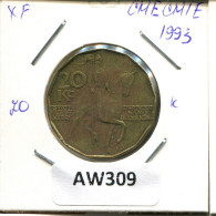 Delcampe - 20 KORUN 1993 REPÚBLICA CHECA CZECH REPUBLIC Moneda #AW309 - Tchéquie