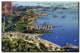 Delcampe - CPA Cote D'Azur Panorama De Nice A La Frontiere Itatienne Vu A Vol D'oiseau Excursion Grande Corniche - Panoramic Views