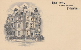 Delcampe - UK     CPA ANGLETERRE - Folkestone : Bath Hotel, Clifton Crescent - Gravure - Dos Non Séparé - Folkestone