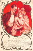 Delcampe - B132 Art Nouveau 1901 Couple Lovers Champagne Glasses Vintage Postcard - Sonstige & Ohne Zuordnung