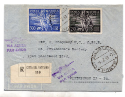 Delcampe - Tobia Posta Aerea N. 16/17 Su Aerogramma Racc. Per USA - Neufs