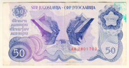 Delcampe - 1990 Yugoslavia 50 Dinara 0801703 Monument Paper Banknote Money Currency - Yougoslavie