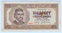 Delcampe - 1942 Serbia 50 Srpskih Dinara 295 Paper Banknote Money Currency - Serbie
