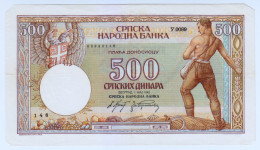 Delcampe - 1942 Serbia 500 Srpskih Dinara 146 Paper Banknote Money Currency - Serbie