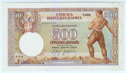 Delcampe - 1942 Serbia 500 Srpskih Dinara 604 Paper Banknote Money Currency - Serbie