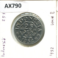 Delcampe - 25 SEN 1952 INDONESIA Moneda #AX790 - Indonésie