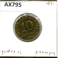 Delcampe - 10 RUPIAH 1974 INDONESISCH INDONESIA Münze #AX795 - Indonésie