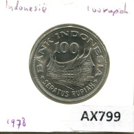 Delcampe - 100 RUPIAH 1978 INDONÉSIE INDONESIA Pièce #AX799 - Indonésie