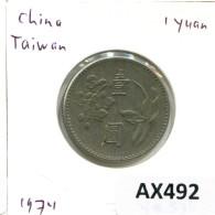 Delcampe - 1 NEW DOLLAR 1974 TAIWÁN TAIWAN Moneda #AX492 - Taiwan