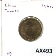 Delcampe - 1 NEW DOLLAR 1981 TAIWAN Coin #AX493 - Taiwan