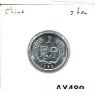 Delcampe - 2 FEN 1989 CHINA Coin #AX489 - Chine