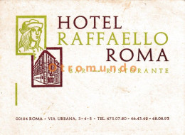Delcampe - CARD ADVERTISING HOTEL BAR RISTORANTE RAFFAELLO ROMA ITALIA MAP - Werbung