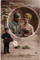 Delcampe - CPA Carte Postale France  Qu'apporte Le Facteur? Des Voeux De L'Amour Du Bonheur    VM111102 - Couples